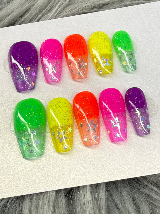 Neon Glitter Tips
